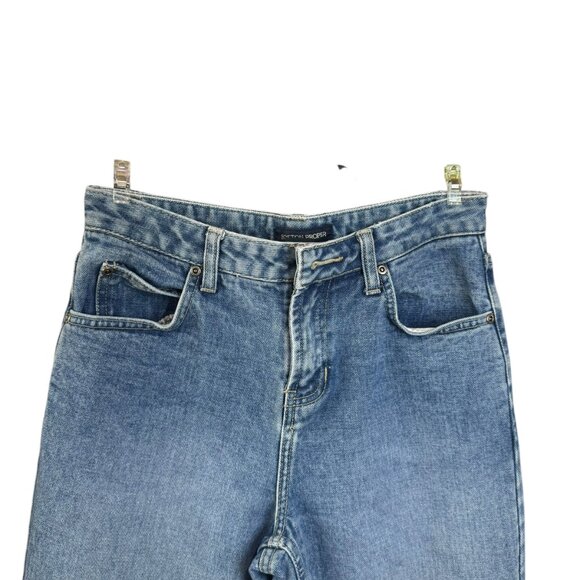 Boston Proper Women’s Flare Jeans Size 28 Blue Denim Split Hem - Picture 4 of 7